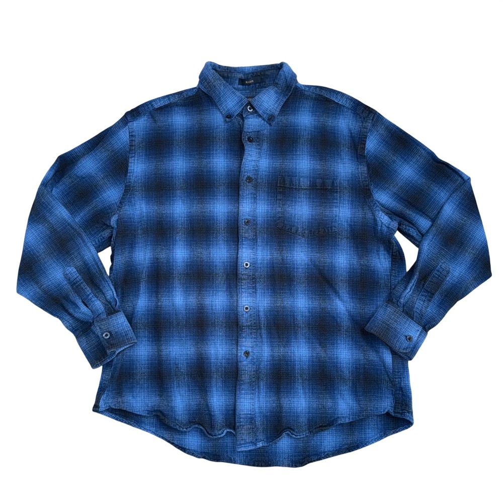 Pendleton Mason Flannel Shirt Mens XL Blue Shadow Plaid Excellent Button Down